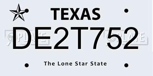 DE2T752 Texas License Plate