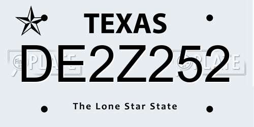 DE2Z252 Texas License Plate