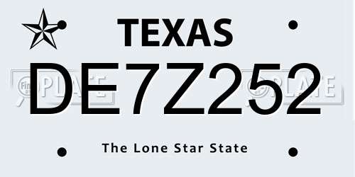 DE7Z252 Texas License Plate