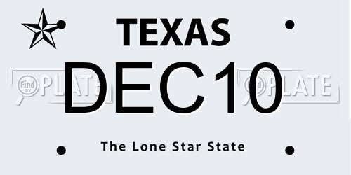 DEC10 Texas License Plate