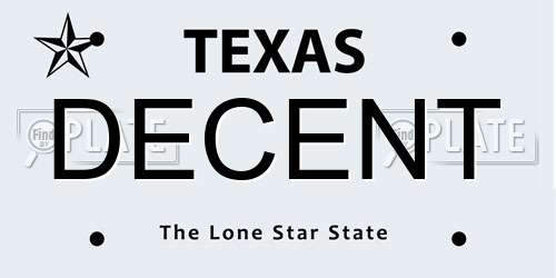 DECENT Texas License Plate