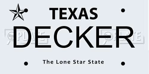 DECKER Texas License Plate
