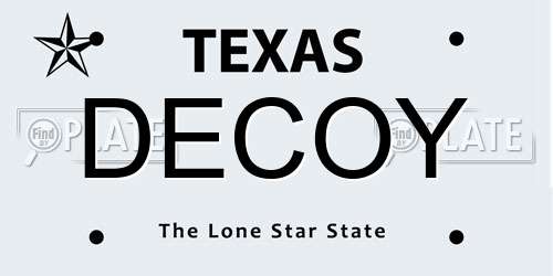 DECOY Texas License Plate