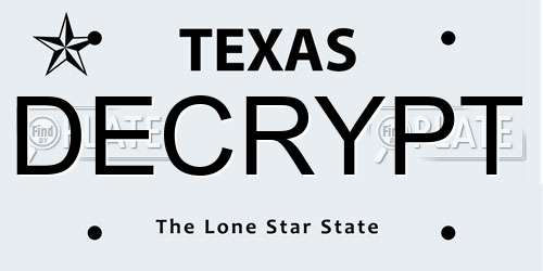 DECRYPT Texas License Plate