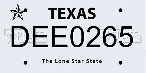 DEE0265 Texas License Plate