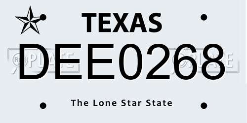 DEE0268 Texas License Plate