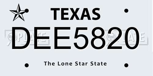 DEE5820 Texas License Plate