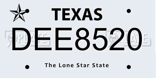 DEE8520 Texas License Plate