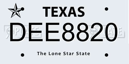 DEE8820 Texas License Plate