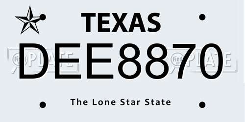 DEE8870 Texas License Plate