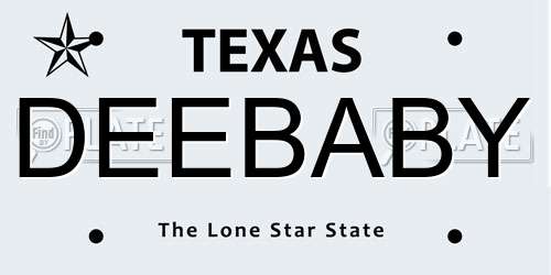 DEEBABY Texas License Plate