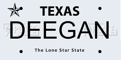 DEEGAN Texas License Plate