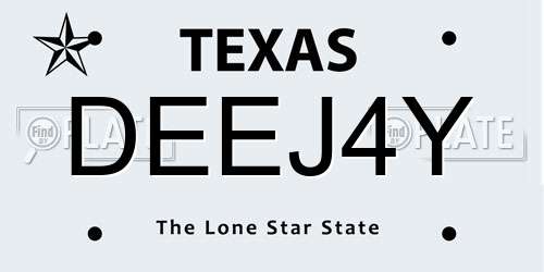 DEEJ4Y Texas License Plate