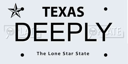 DEEPLY Texas License Plate