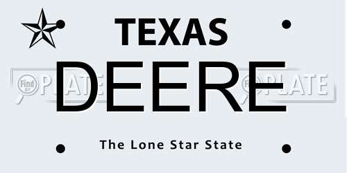 DEERE Texas License Plate