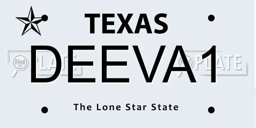 DEEVA1 Texas License Plate