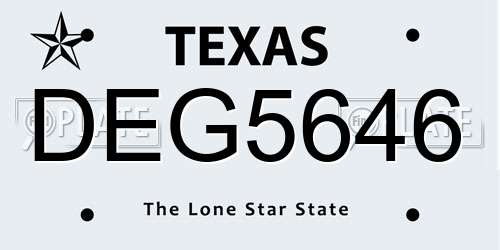 DEG5646 Texas License Plate