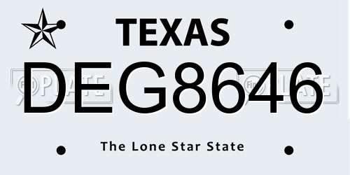 DEG8646 Texas License Plate