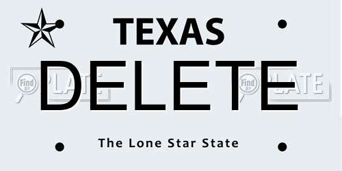 DELETE Texas License Plate