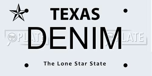 DENIM Texas License Plate