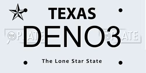 DENO3 Texas License Plate