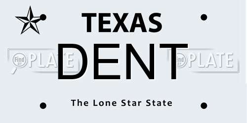 DENT Texas License Plate