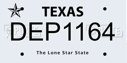 DEP1164 Texas License Plate
