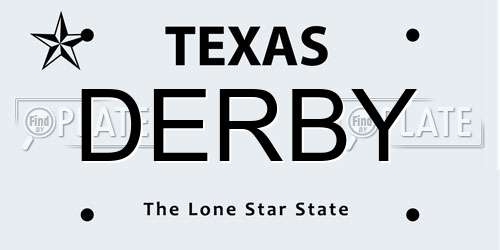 DERBY Texas License Plate