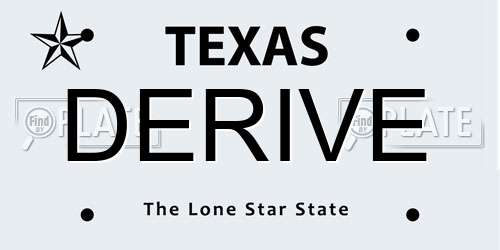 DERIVE Texas License Plate