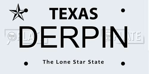 DERPIN Texas License Plate