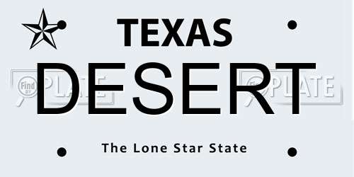 DESERT Texas License Plate