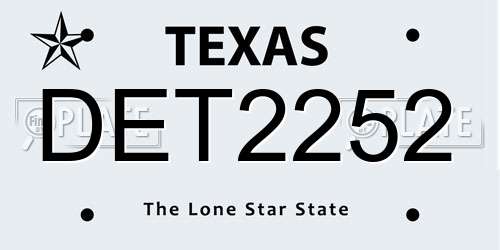 DET2252 Texas License Plate