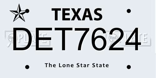 DET7624 Texas License Plate