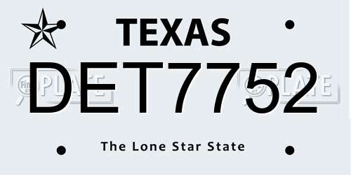 DET7752 Texas License Plate