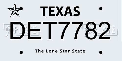 DET7782 Texas License Plate