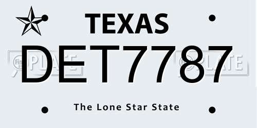 DET7787 Texas License Plate