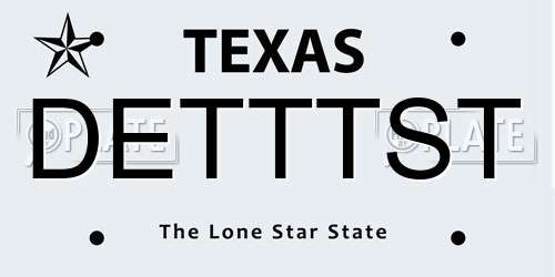DETTTST Texas License Plate
