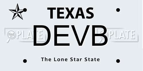 DEVB Texas License Plate