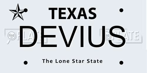 DEVIUS Texas License Plate