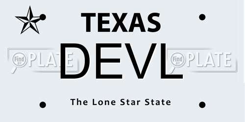 DEVL Texas License Plate