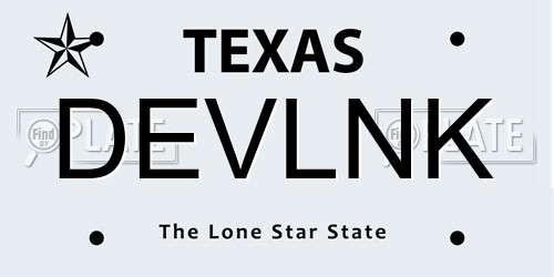 DEVLNK Texas License Plate