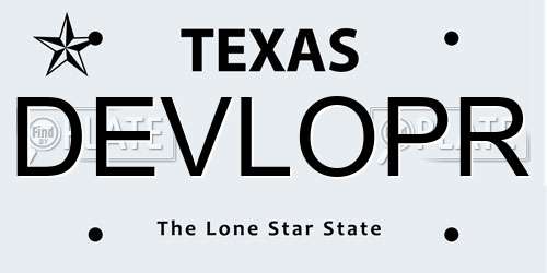 DEVLOPR Texas License Plate