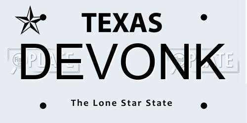 DEVONK Texas License Plate