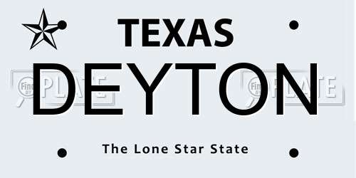 DEYTON Texas License Plate