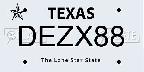 DEZX88 Texas License Plate