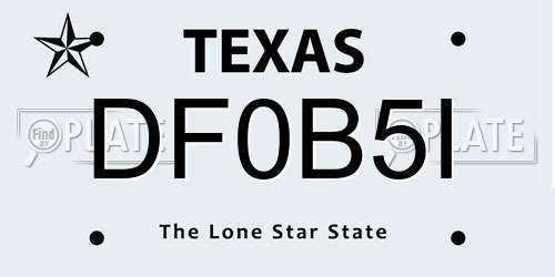 DF0B5I Texas License Plate
