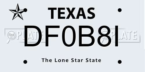 DF0B8I Texas License Plate