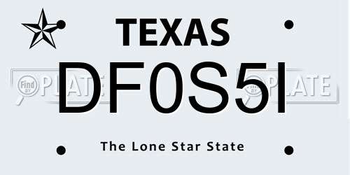 DF0S5I Texas License Plate