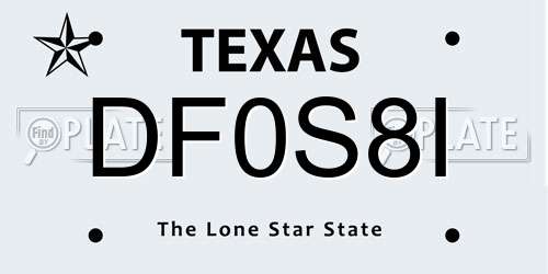 DF0S8I Texas License Plate