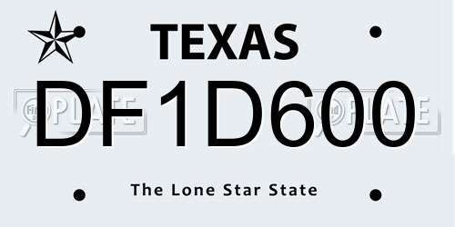 DF1D600 Texas License Plate